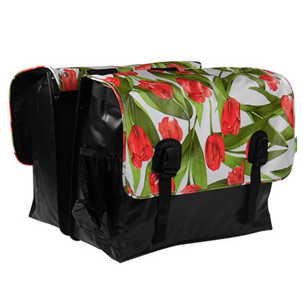 Beck Dubbele Fietstas Classic Tulips Red Beck Dubbele Fietstas Classic Tulips Red