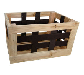 Woodybox transport krat leren raster Woodybox transport krat leren raster