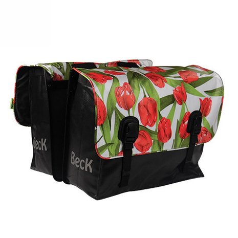 Beck Dubbele Fietstas Classic Tulips Red Beck Dubbele Fietstas Classic Tulips Red