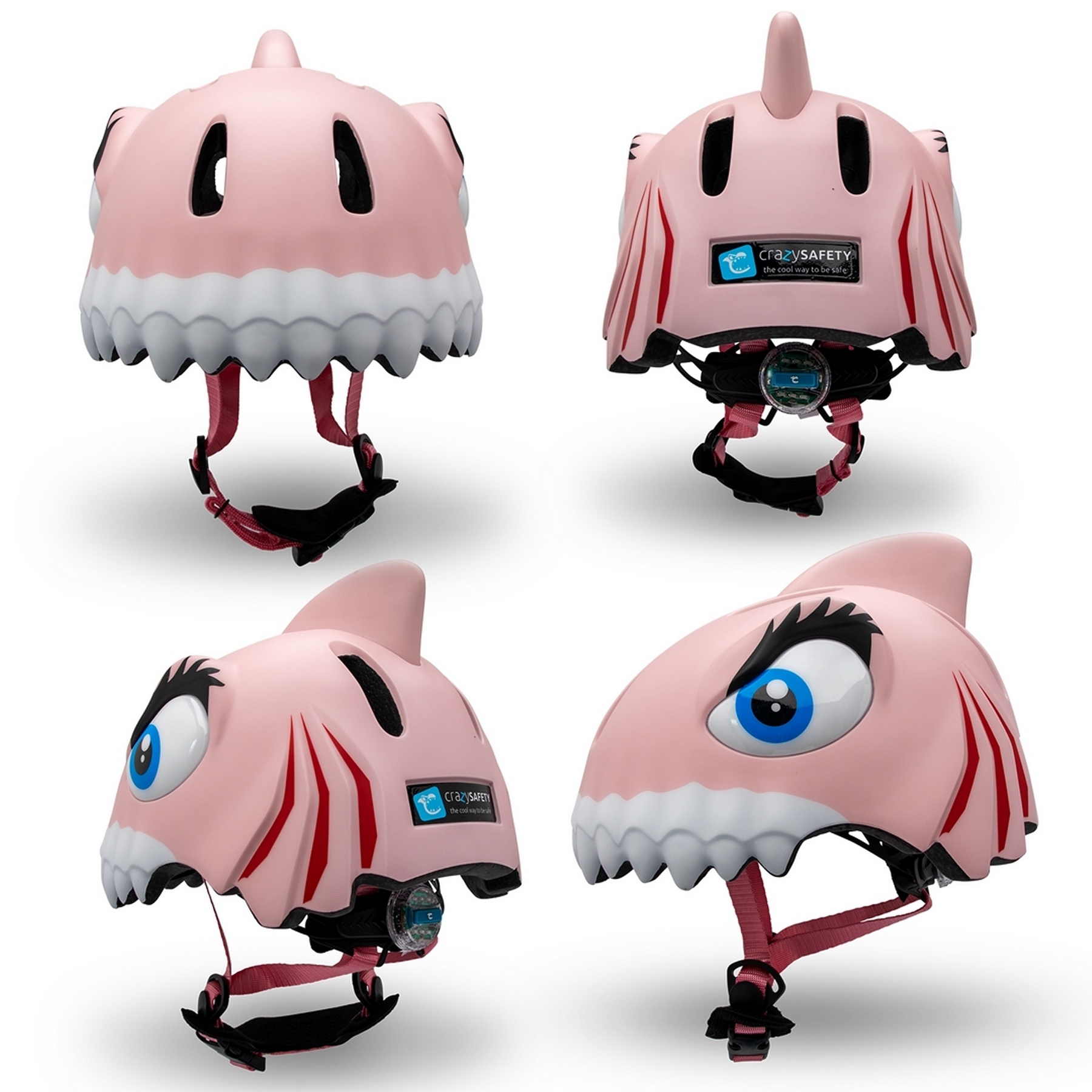 Kinderhelm / Fietshelm Roze Haai / Pink Shark Small 49-55 cm