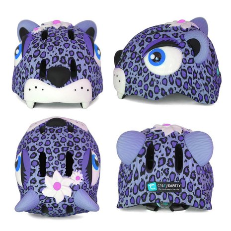 Crazy Safety Kinderhelm / Fietshelm Paarse Luipaard / Purple Leopard Small 49-55 cm Crazy Safety Kinderhelm / Fietshelm Paarse Luipaard / Purple Leopard Small 49-55 cm