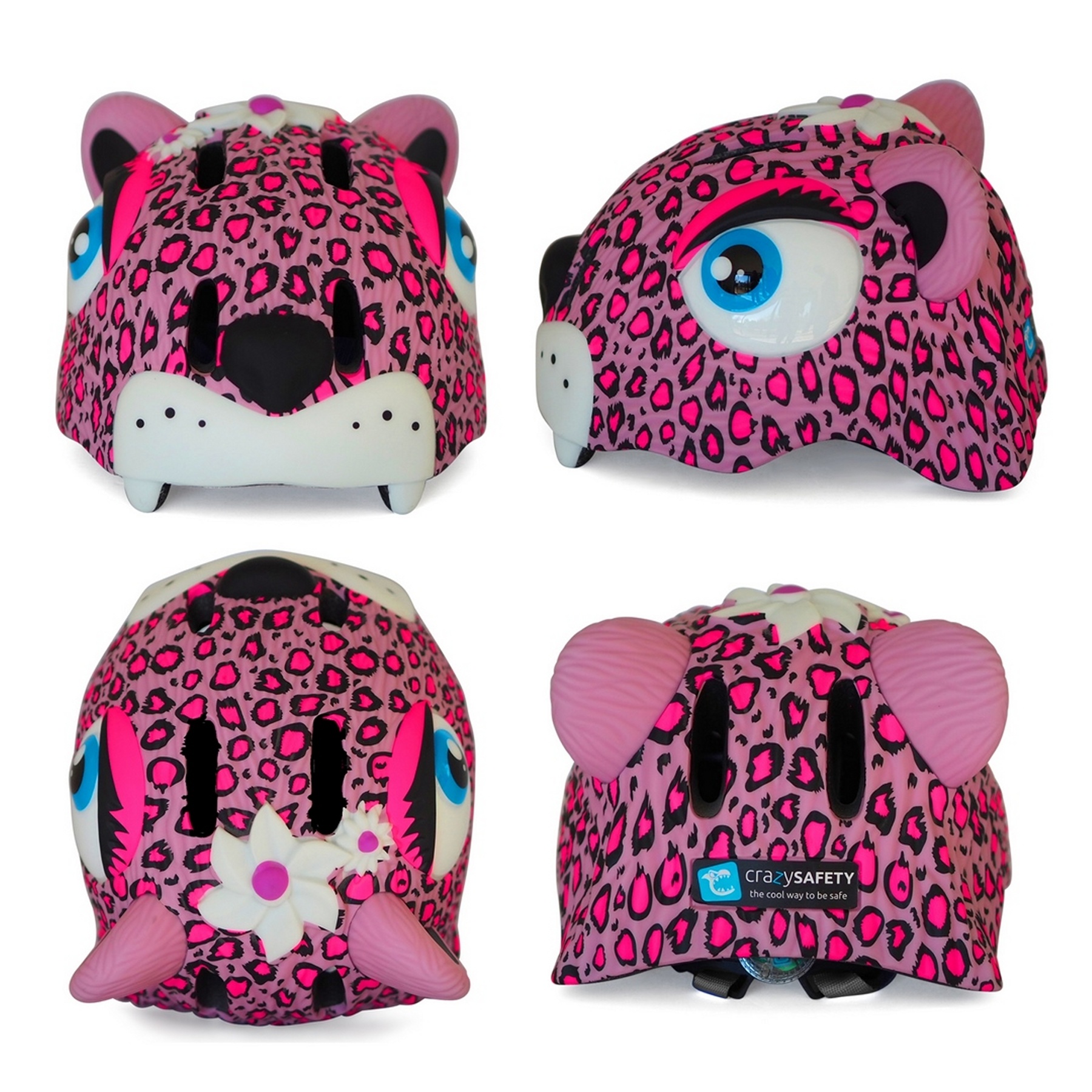 Kinderhelm / Fietshelm Roze Luipaard / Pink Leopard Small 49-55 cm