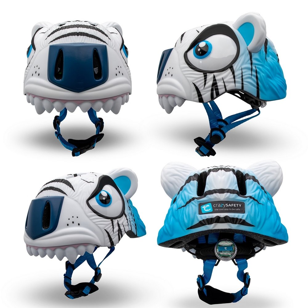 Crazy Safety Kinderhelm / Fietshelm Witte Tijger / White Tiger Small 49-55 cm