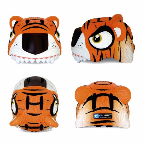 Crazy Safety Kinderhelm / Fietshelm Oranje Tijger / Orange Tiger Small 49-55 cm Crazy Safety Kinderhelm / Fietshelm Oranje Tijger / Orange Tiger Small 49-55 cm
