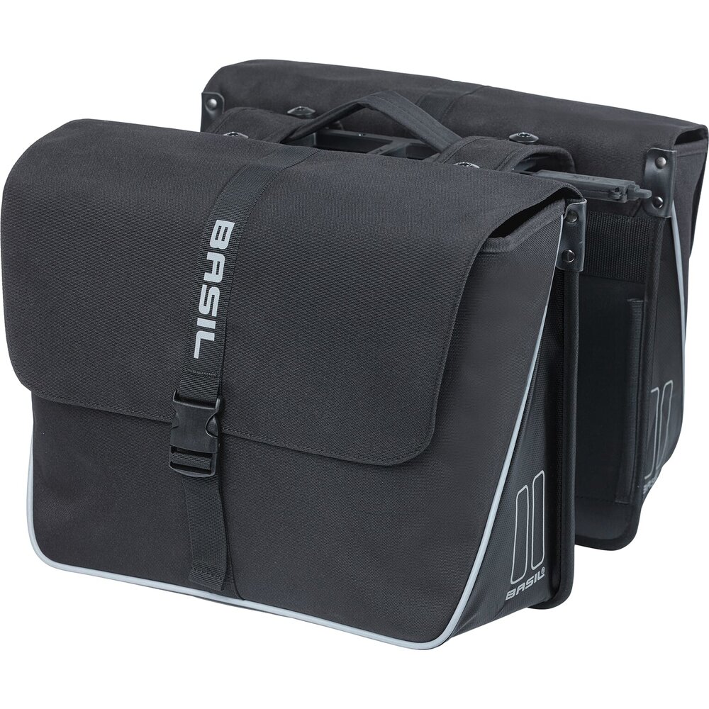 Basil fietstas dubbel Forte zwart MIK