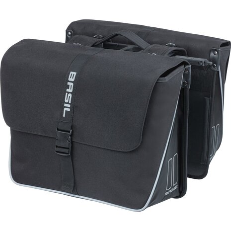 Basil fietstas dubbel Forte zwart MIK