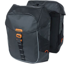 Basil Dubbele Fietstas Miles black Tarpaulin zwart oranje Basil Dubbele Fietstas Miles black Tarpaulin zwart oranje