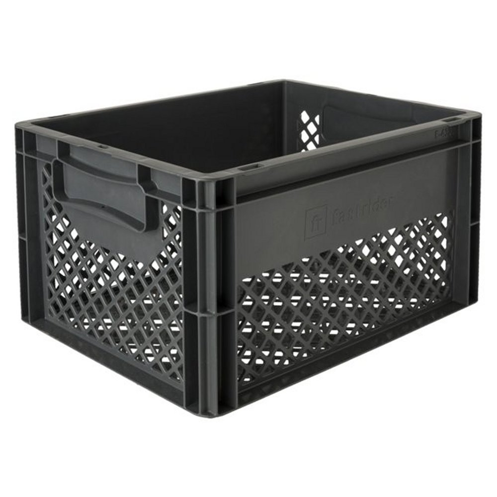 Fast Rider Kunststof Fietskrat Medium  25 liter  Antraciet Recyclaat Fast Rider Kunststof Fietskrat Medium  25 liter  Antraciet Recyclaat