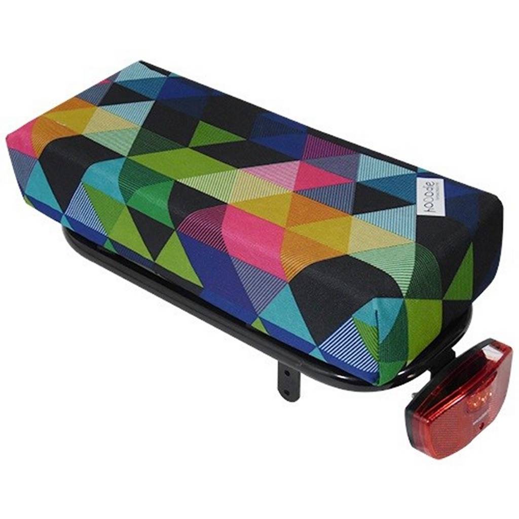 Hooodie Big Cushie Colored Triangles - zacht en opvallend, dik fietskussen voor op bagagedrager