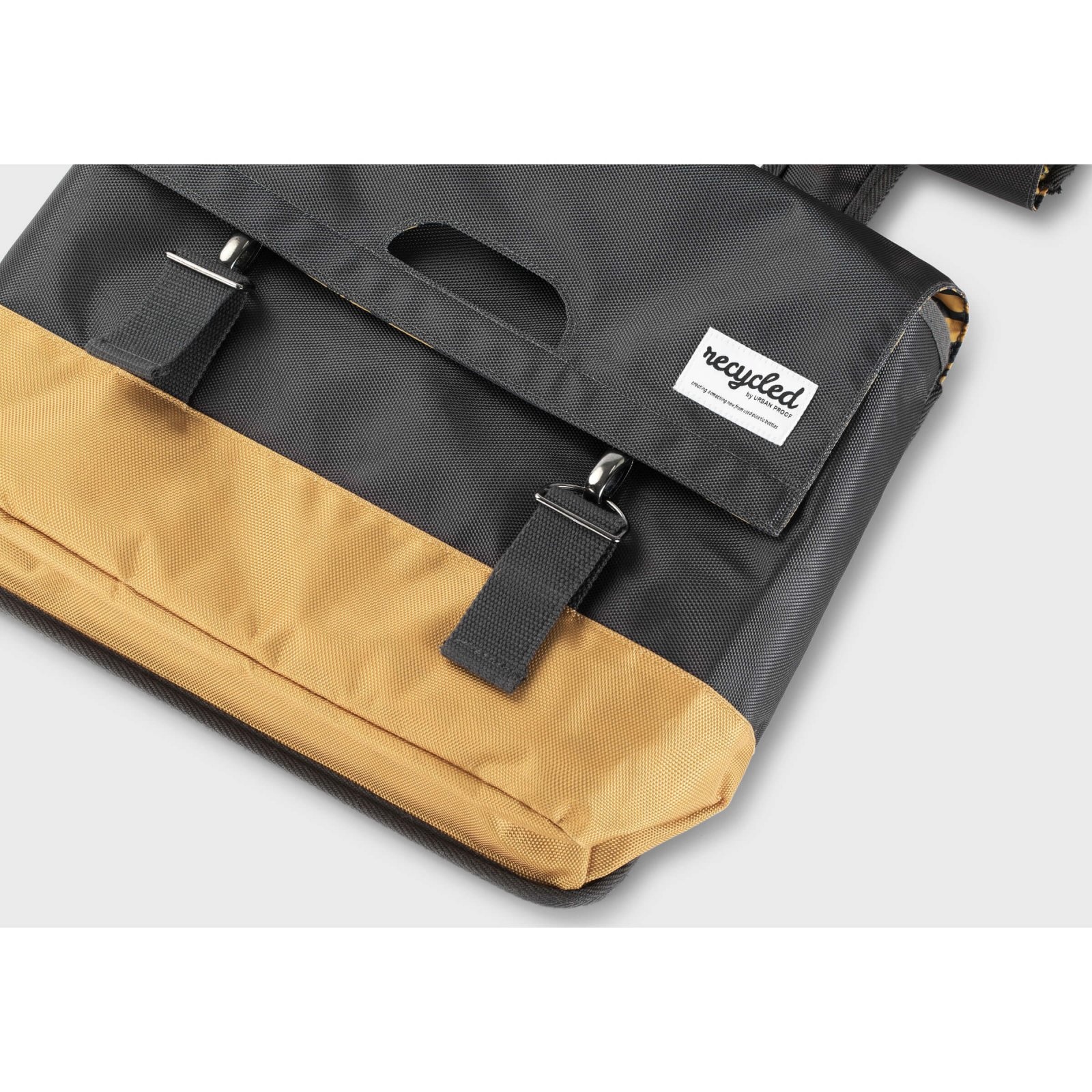 Dubbele Fietstas 40 liter recycled grijs geel