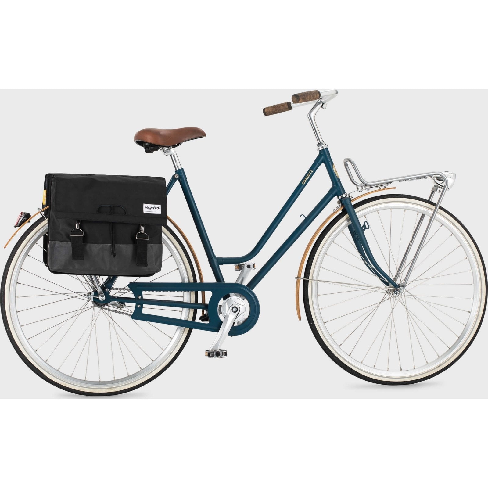 Dubbele Fietstas 55 liter recycled Zwart Grijs