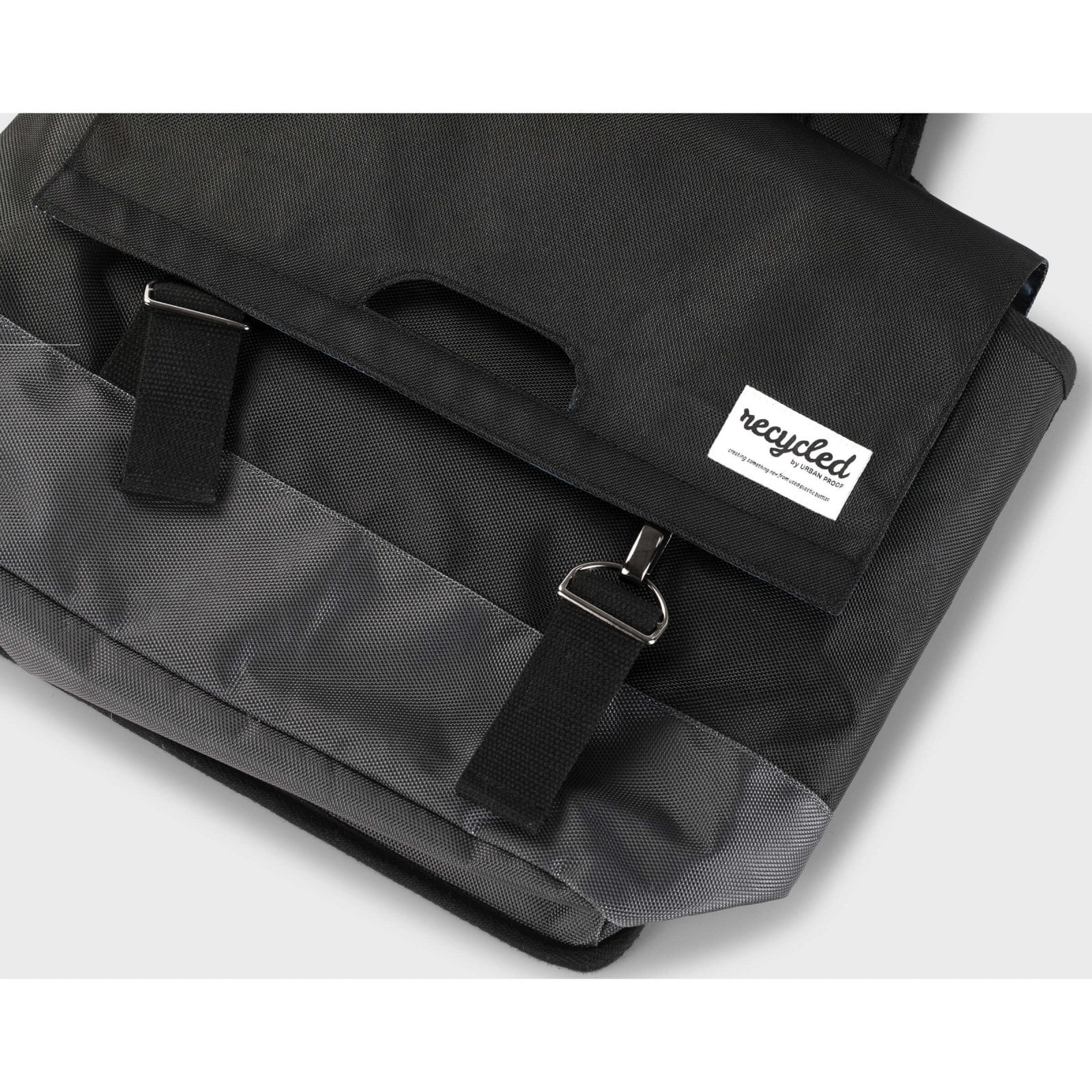 Dubbele Fietstas 55 liter recycled Zwart Grijs