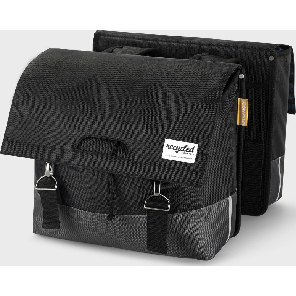 URBAN PROOF Dubbele Fietstas 40 liter recycled Zwart Grijs URBAN PROOF Dubbele Fietstas 40 liter recycled Zwart Grijs