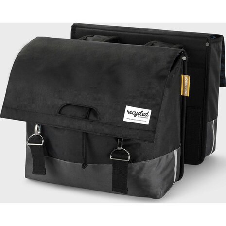 URBAN PROOF Dubbele Fietstas 40 liter recycled Zwart Grijs URBAN PROOF Dubbele Fietstas 40 liter recycled Zwart Grijs