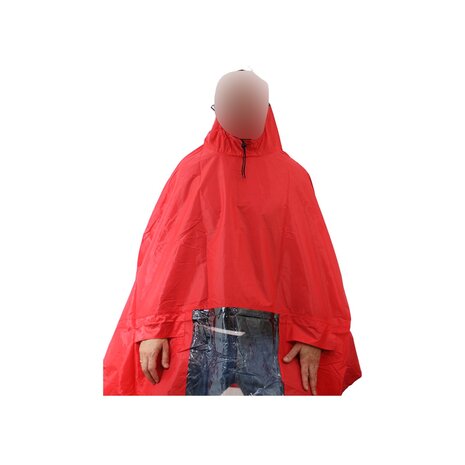 Hooodie Poncho Deluxe , Koplampproof one-size-fits-all Rood Hooodie Poncho Deluxe , Koplampproof one-size-fits-all Rood