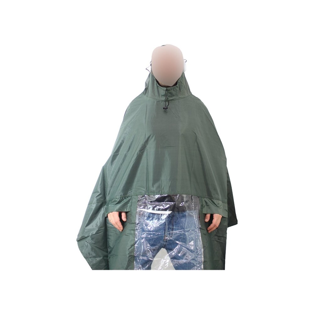 Hooodie Poncho de luxe , Koplampproof one-size-fits-all Olijf Groen