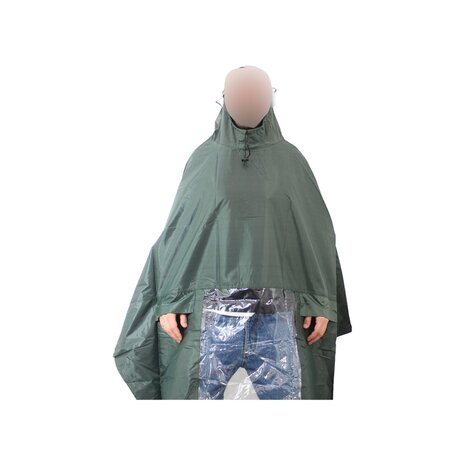Hooodie Poncho de luxe , Koplampproof one-size-fits-all Olijf Groen