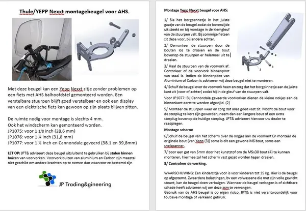 JP Parts Yepp Nexxt 2 Ahead 1 1/8 Stuurpen Montageblok JP Parts Yepp Nexxt 2 Ahead 1 1/8 Stuurpen Montageblok