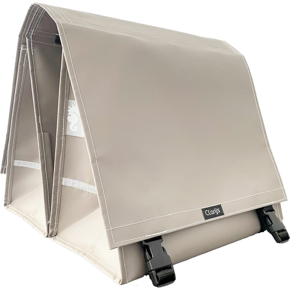 Dubbele Fietstas XL PVC 46L met uitsparing matt taupe