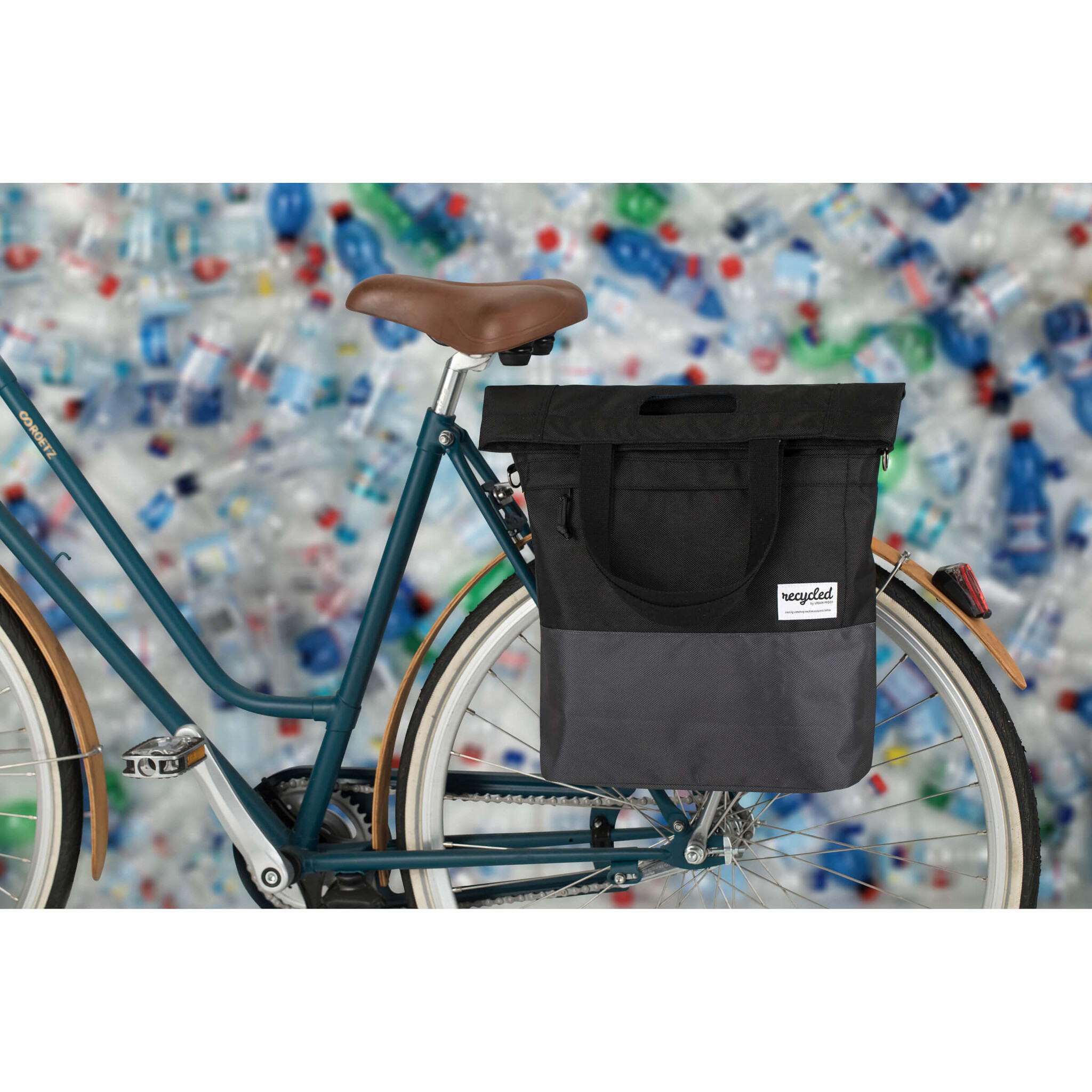 shoppertas 20L recycled zwart grijs