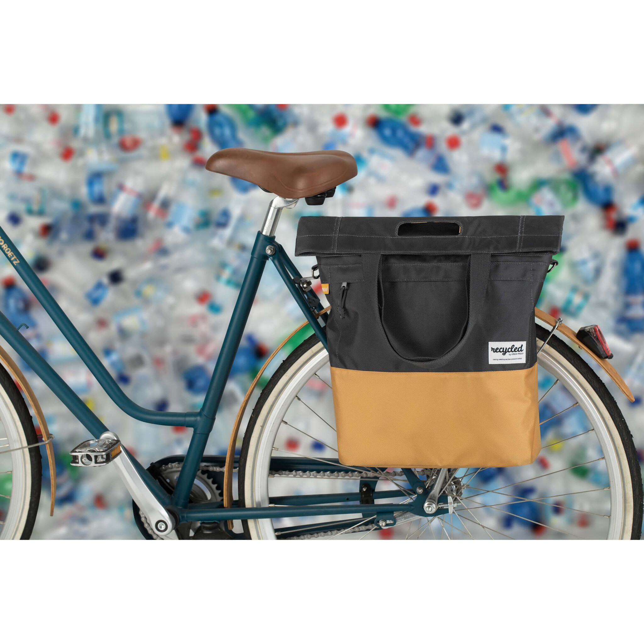 shoppertas 20L recycled grijs geel
