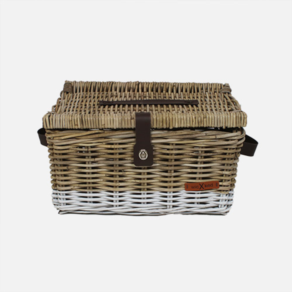 Wicked Picknickmand bakkersmand maat L, Grijs Wit (47 x 36 x 26 cm)