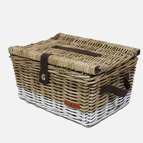 Wicked Picknickmand bakkersmand maat L, Grijs Wit (47 x 36 x 26 cm)