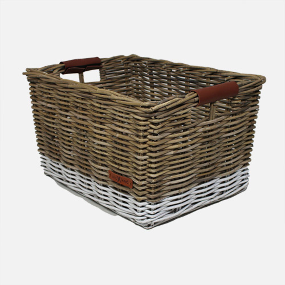 Wicked Rieten Fietsmand Grijs Wit Maat XtraL arge Wicked Rieten Fietsmand Grijs Wit Maat XtraL arge