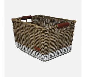 Wicked Rieten Fietsmand Grijs Wit Maat XL Wicked Rieten Fietsmand Grijs Wit Maat XL
