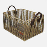 Wicked Rieten Fietsmand met leren hengsels Kubu rotan Wicked Rieten Fietsmand met leren hengsels Kubu rotan