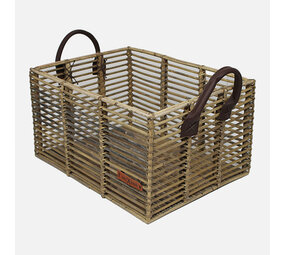 Wicked Rieten Fietsmand met leren hengsels Kubu rotan Wicked Rieten Fietsmand met leren hengsels Kubu rotan