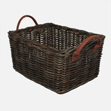 Wicked Rieten Fietsmand met leren hengsels Zwart Wicked Rieten Fietsmand met leren hengsels Zwart