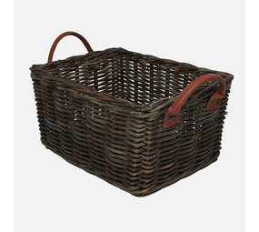 Wicked Rieten Fietsmand met leren hengsels Zwart Wicked Rieten Fietsmand met leren hengsels Zwart