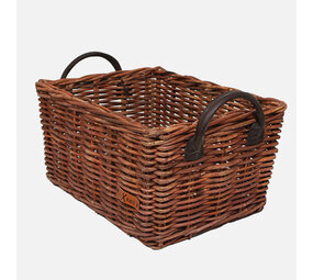 Wicked Rieten Fietsmand met leren hengsels Cacao Wicked Rieten Fietsmand met leren hengsels Cacao