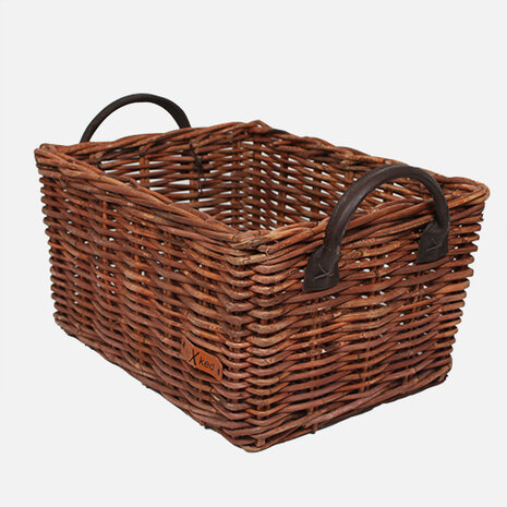Wicked Rieten Fietsmand met leren hengsels Cacao Wicked Rieten Fietsmand met leren hengsels Cacao
