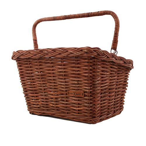 Rieten Fietsmand Aan Stuur Rechthoek Bruin