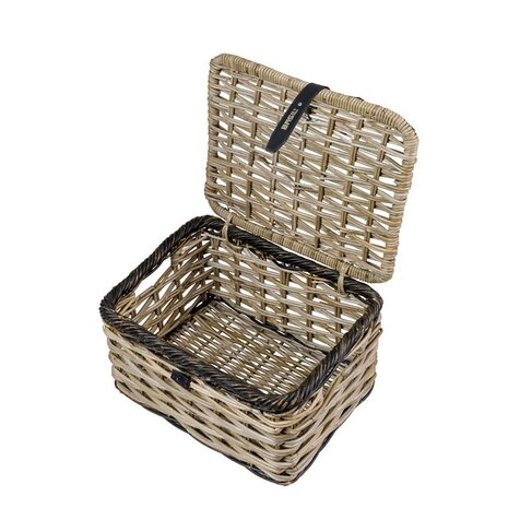Basil Mand Dijon L rotan grijs/zwart met Deksel Basil Mand Dijon L rotan grijs/zwart met Deksel