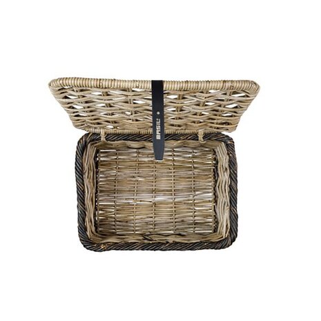Basil Mand Dijon L rotan grijs/zwart met Deksel Basil Mand Dijon L rotan grijs/zwart met Deksel