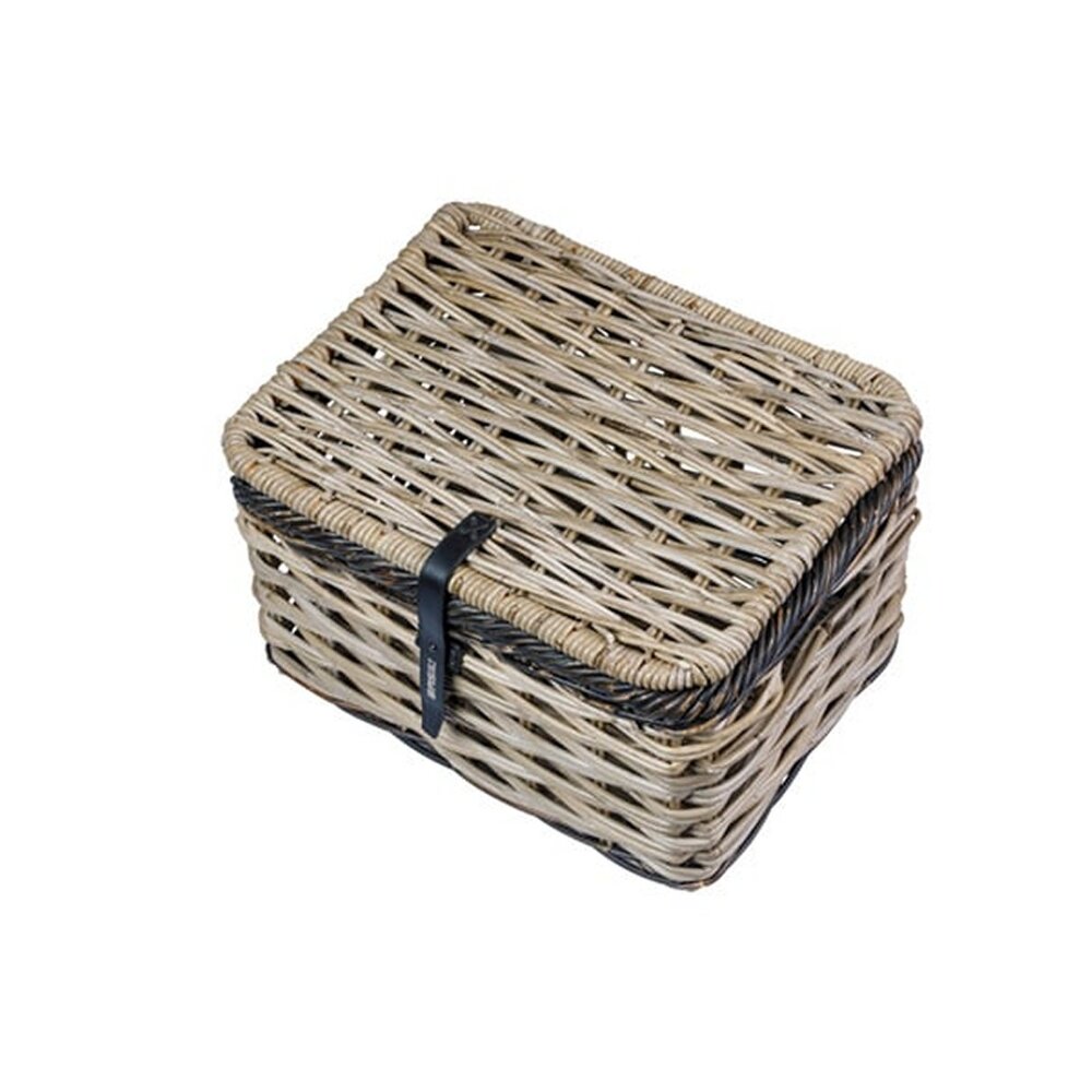 Basil Mand Dijon L rotan grijs/zwart met Deksel Basil Mand Dijon L rotan grijs/zwart met Deksel