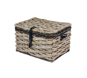 Basil Mand Dijon L rotan grijs/zwart met Deksel