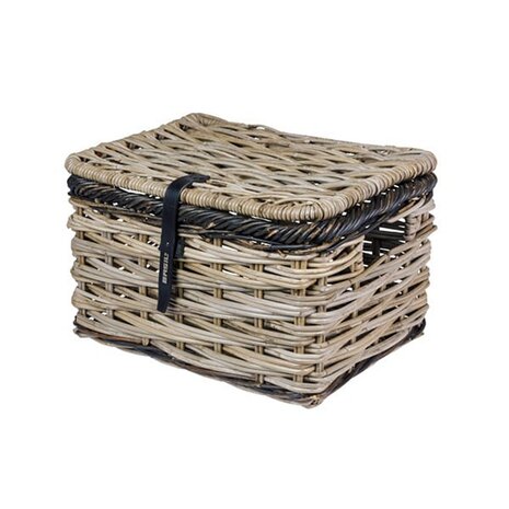 Basil Mand Dijon L rotan grijs/zwart met Deksel Basil Mand Dijon L rotan grijs/zwart met Deksel
