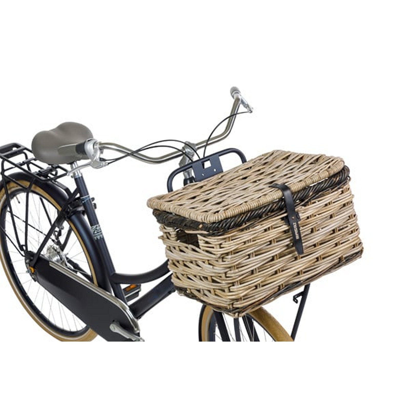 Mand Dijon Small rotan grijs/zwart met Deksel