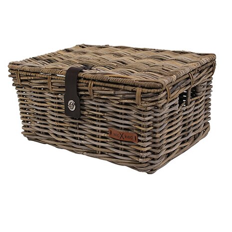 Wicked Rieten  kratmand Grijs maat L met klep Wicked Rieten  kratmand Grijs maat L met klep