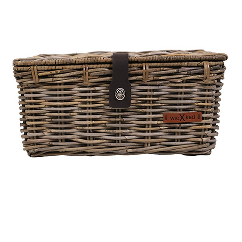 Wicked Rieten  kratmand Grijs maat L met klep Wicked Rieten  kratmand Grijs maat L met klep