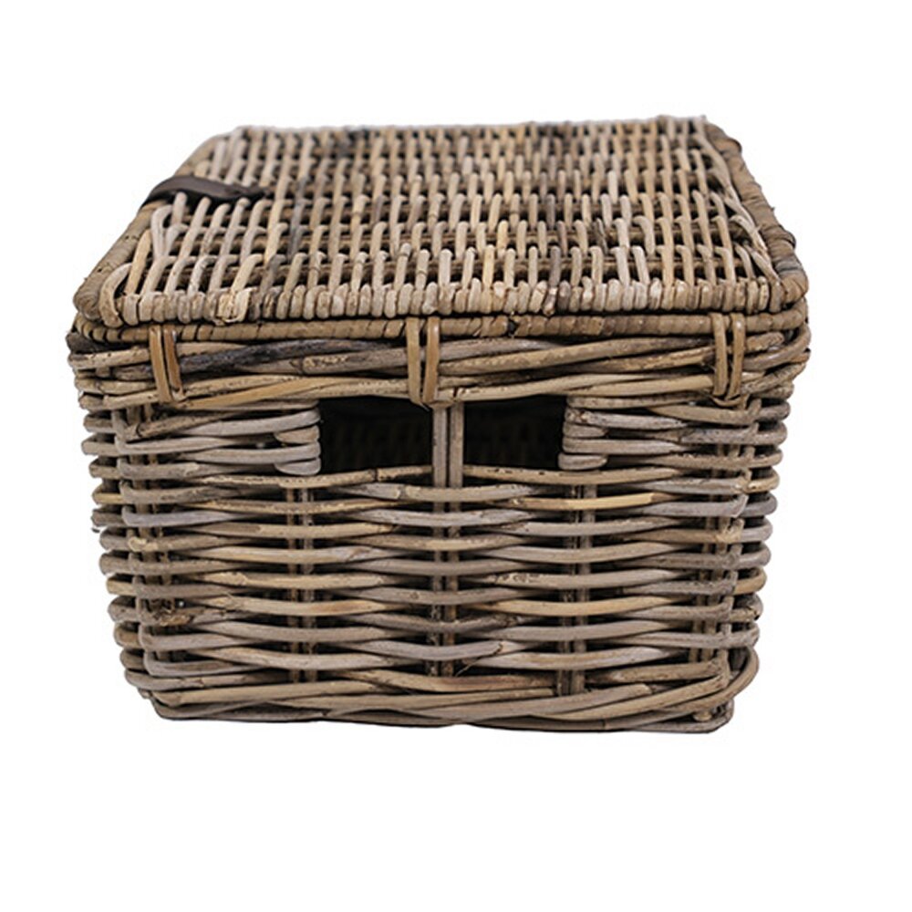 Wicked Rieten  kratmand Grijs maat L met klep Wicked Rieten  kratmand Grijs maat L met klep