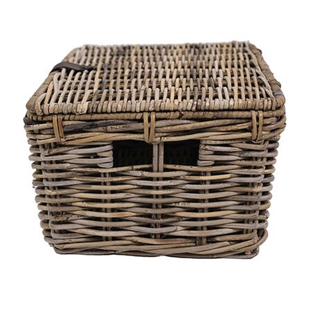 Wicked Rieten  kratmand Grijs maat L met klep Wicked Rieten  kratmand Grijs maat L met klep
