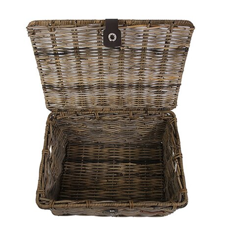 Wicked Rieten  kratmand Grijs maat L met klep Wicked Rieten  kratmand Grijs maat L met klep