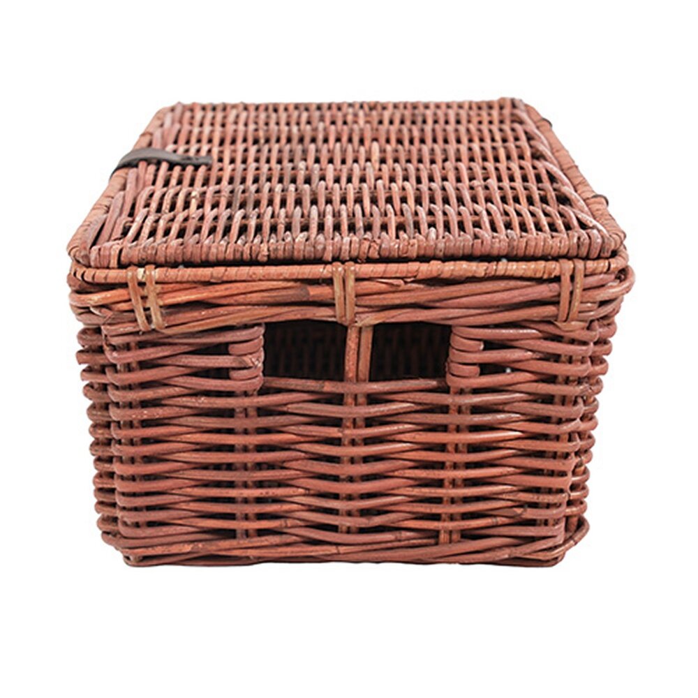 Wicked Rieten  kratmand Bruin maat L met klep Wicked Rieten  kratmand Bruin maat L met klep