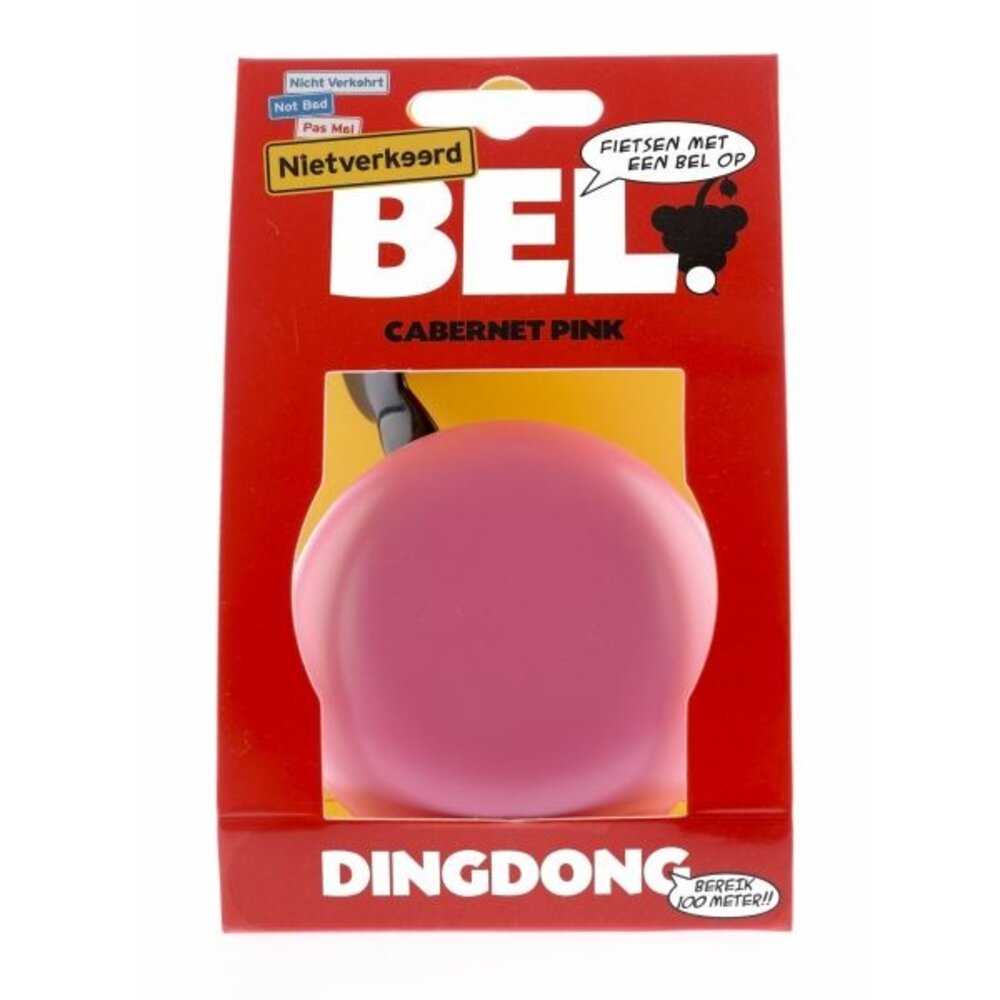 Niet verkeerd fietsbel Ding Dong 80mm cabarnet pink
