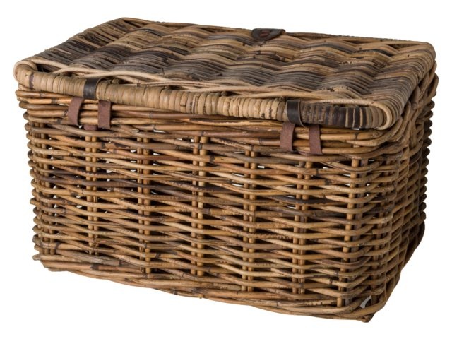 Rotan Fietsmand Met Klep Medium Bruin